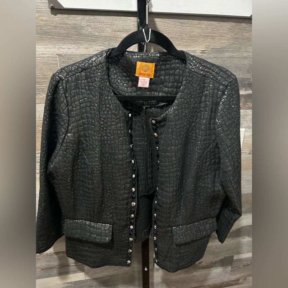 Ruby Rd. Grayish Black Textured Women's Blazer